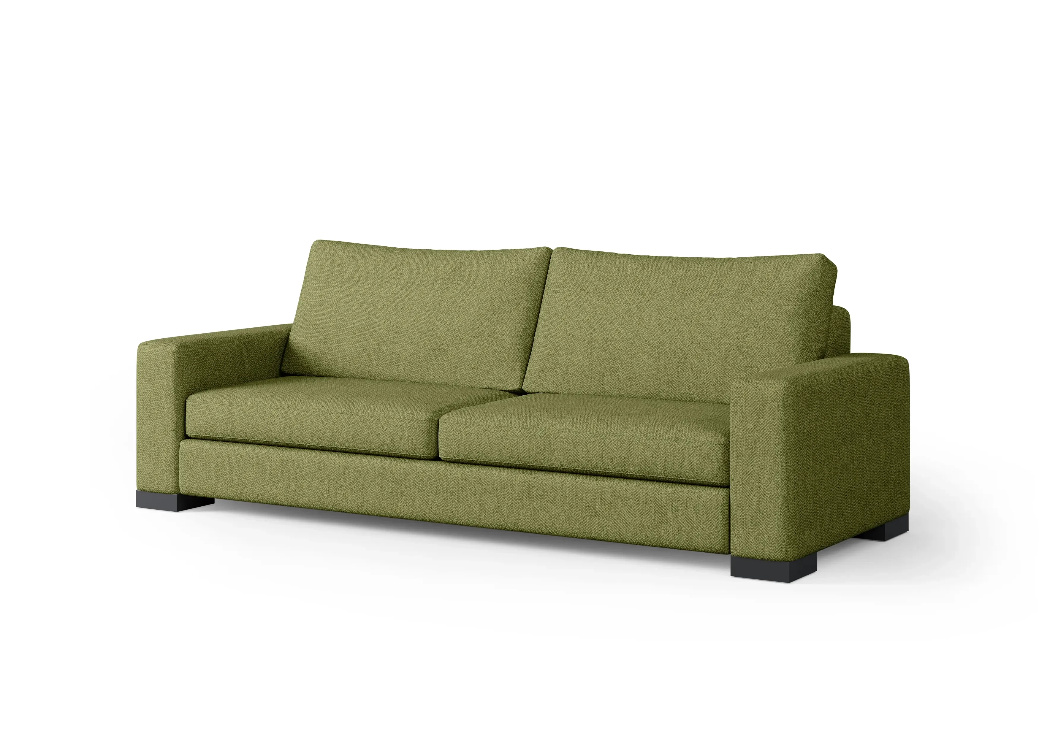 Zen sofa upholstered in olive-green woven fabric